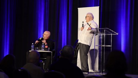 IL: Former President of Poland Lech Walesa lectures at Convention Center in Rosemont - 64565733