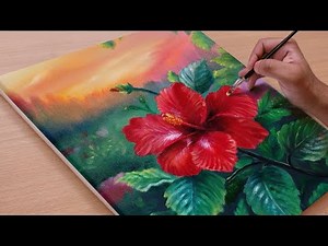 How to Paint Beautiful Hibiscus Flower /Acrylic Painting / STEP BY STEP #51