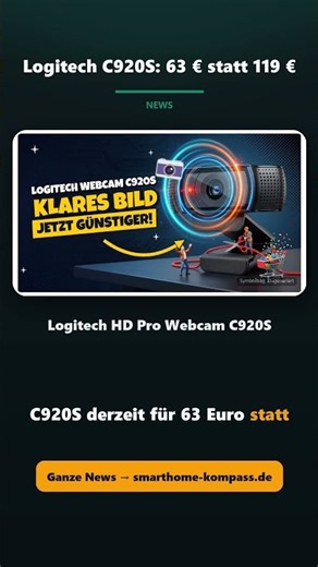 Logitech C920S Webcam: 63 € statt 119 € im Angebot