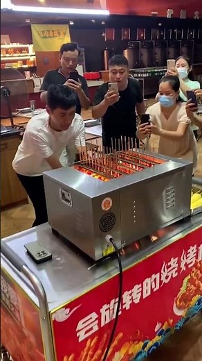 Automatic rotating skewer grill machine with intelligent timer and temperature control😊
