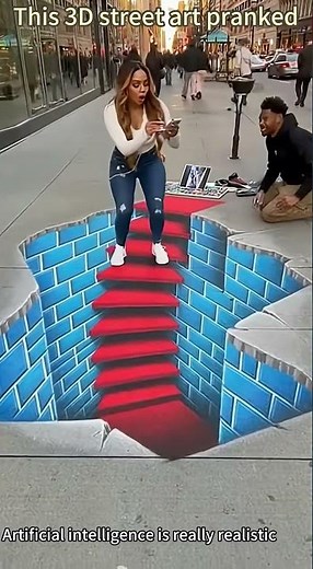 This 3D street art pranked EVERYONE#streetart #opticalillusion #artprank #public #mindblown#funny