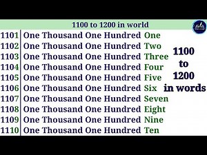 1101 To 1200 In Words || 1101 to 1200 Naming Words || 1100 to 1200 Numbers in Words.