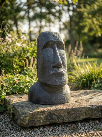 Moai Head Statue Made of Cast Stone, 60 Cm, Easter Island Figure, Tiki Garden Figure, Weatherproof Garden Decoration for Garden & Terrace, Black - Etsy