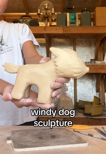 Amazing Windy Dog Sculpture in Clay!
