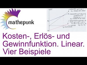 Kosten-, Erlös- und Gewinnfunktion (linear). Vier Beispiele