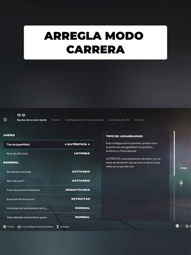 Estás jugando mal Modo Carrera si no usas estos ajustes 😳⚙️ Si tu Modo Carrera FC26 se siente irreal, rápido o demasiado arcade… el problema puede estar en tu configuración. 👀 Estos ajustes hacen que la carrera se sienta mucho más realista, inmersiva y divertida. ⚽🔥 ¿Ya juegas con configuración personalizada? #ModoCarrera #CareerMode #FC26 #modocarrera