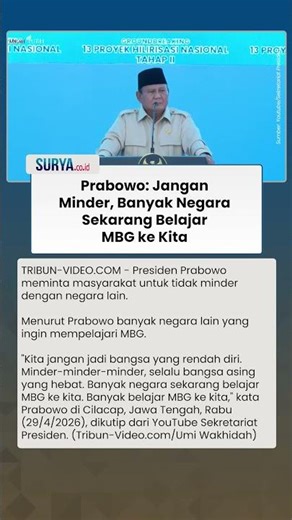 Pesan Prabowo Minta Rakyat Tak Minder: Banyak Negara Sekarang Belajar MBG ke Kita