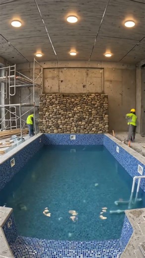 This Indoor Pool Build Is Absolutely Wild #construction #satisfying #shorts