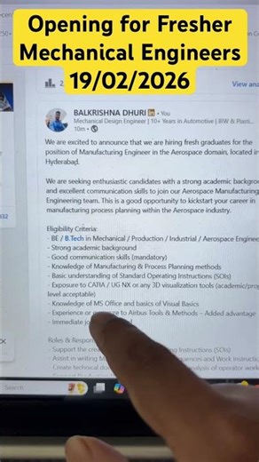 Required Fresher Mechanical Engineers