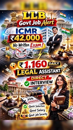 2 Big LLB Govt Jobs 🔥 ICMR ₹42K + Legal Assistant ₹1,160/Day | Direct Interview! #shorts #ytshorts
