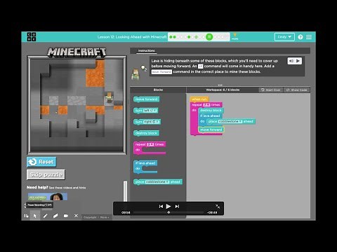Code.org Course C Lesson 12 Minecraft