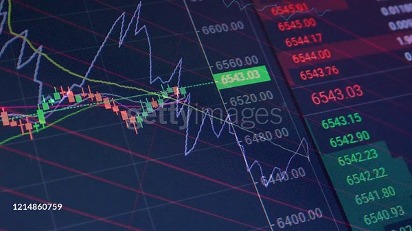 Stock market and Exchange and bid, offer, volume on display rapid...