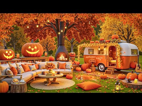 Relaxing Autumn Jazz Playlist 🍂 Cozy Autumn Porch Ambience 🍵 Chill Instrumental Smooth Jazz