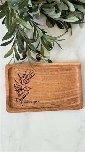 Acacia Wood Olive Branch Tray – “olive You” Wooden Serving Plate, Olive Oil Dipping Dish, Anniversary Gift, Housewarming Gift - Etsy