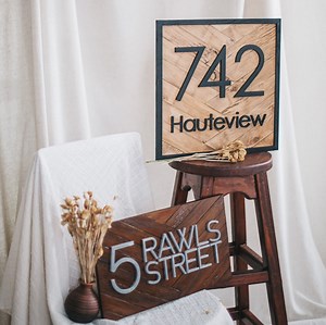 Custom Wooden House Number Sign: Black Frame Street Address Plaque - Etsy