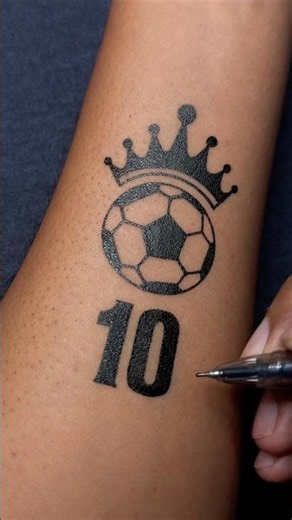 Messi 10 Crown Tattoo with Gel Pen | For All Football Lovers 🐐 #Shorts #fifa #messi #tattoo