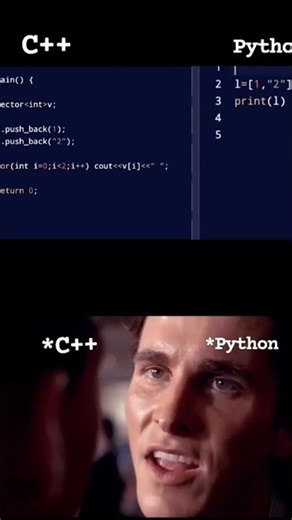 C++ VS PYTHOB #اكسبلور #programming #coding #اهميه #العظماء #python