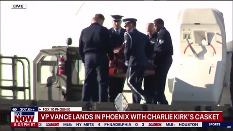 Charlie Kirk's Casket Arrives in Arizona, Hearse Leaves in Motorcade