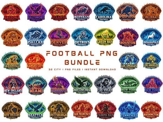 Football PNG Bundle: 32 City Mascot, Sports Clipart (digital Download) - Etsy
