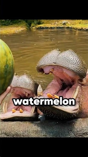 She Threw The Watermelon To The Wrong Hippo🥺🦛
