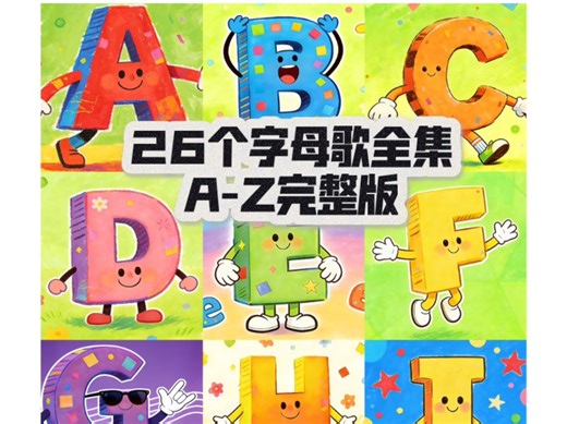 26个字母歌英文动画完整版全集，A-Z都有！
