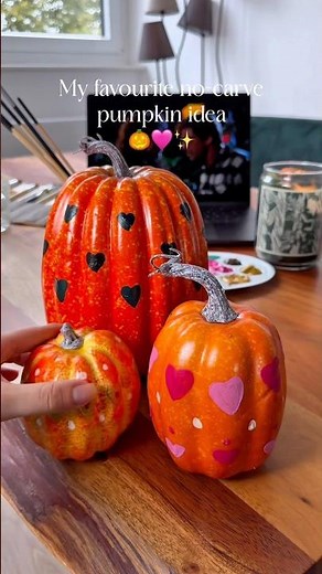 Cute painted no-carve pumpkin🎃✨ #paintedpumpkin #diypumpkin #falldiy #autumndecor