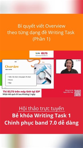 😎 Bí quyết viết Overview theo từng dạng đề trong Writing Task 1 để bứt phá band điểm hiệu quả (Phần 1) #IDPEducation #IDPVietnam #IDPduhoc #IELTSbyIDPVietnam #IELTSbyIDP #ielts #English #ieltswriting #writing​ -------------------- ​ 👉 Đăng ký thi IELTS cùng IDP ngay: https://bit.ly/IDP_IELTSRegistration​ 💫 Tặng 300.000VNĐ lệ phí thi & Lịch 2026 ĐỘC QUYỀN của IDP & Bộ luyện thi tăng band IELTS cấp tốc.​ 💫 Tặng 500.000VNĐ khi thi thử và đăng ký thi thật & Bộ luyện thi tăng band IELTS cấp tốc​ 