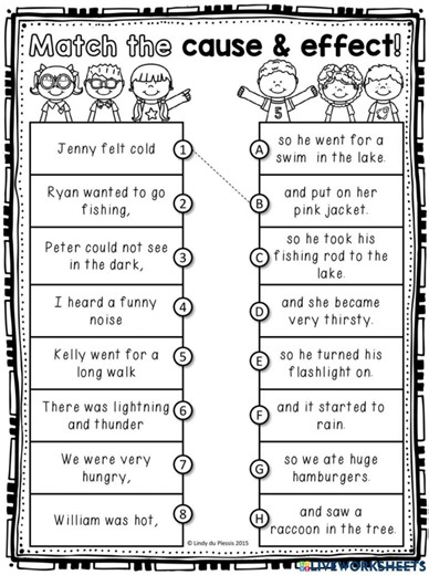 Cause and Effect exercise for Grade 2
