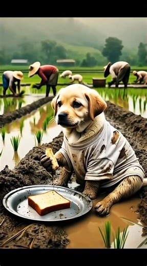 The Poor Puppy Is Farming #shorts #cutedog #cutepuppy