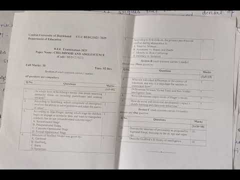 All subjects PYQ End semester -2 # Department Of Education (B.Ed)❤️#Central University Of Jharkhand