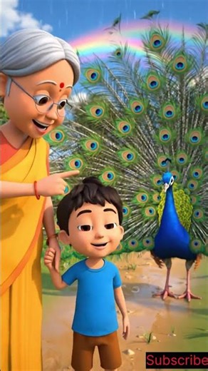 GOLU AND DADI BEAUTIFUL PEACOCK STORY IN VILLAGE FUNNY EMOTIONAL FRIENDSHIP CARTOON STORY