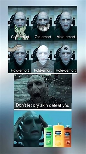 Voldemort's Skincare Fail: He Who Must Not Be Moisturized😂😂 #harrypotter #shorts #memes