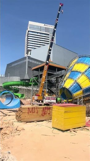 Water slide equipment installation #construction#civilengineering#building