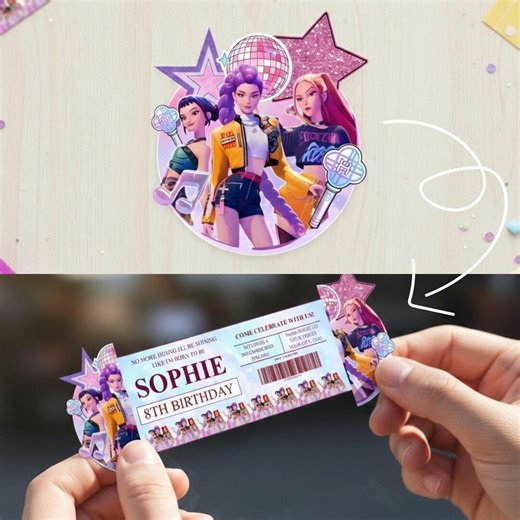 Concert Ticket Birthday Invitation Editable Canva Template, Folded Modern Pop Star Party Invite, Printable Digital Download - Etsy