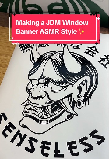 Let’s make a 20in Oni Mask Car Window Banner in black vinyl! This will forever be one of my favorite vinyl stickers we have! Make sure to check out our shop for more vinyl window banners, vinyl car stickers, and other car window stickers! #vinylstickers #vinylbanners #windshieldbanner #tiktokshopfinds #carstickers #windowbanner #asmrsounds #carwindowdecal #onimask