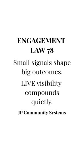Small signals create momentum in LIVE environments. Visibility doesn’t arrive all at once, it compounds through quiet, consistent actions the system recognizes before people do. In LIVE spaces, repetition shapes outcomes long before recognition appears. #EngagementLaw #LIVEVisibility #CreatorSystems #CommunityFlow #JPCommunity