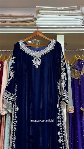 zari art on Instagram: "Velvet beautiful outfit- designer inspired #zariartofficial . . . . Zara zari #pakistanidesigner #pakistanfashionweek #pakistanibridaldresses #instalike"