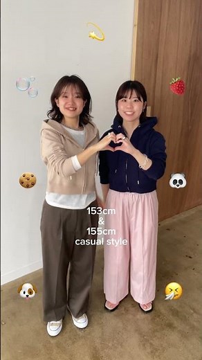 153cm＆155cm春服カジュアルスタイル🐼🍪 #低身長ファッション #低身長コーデ #小柄コーデ #春服コーデ #153cm #155cm