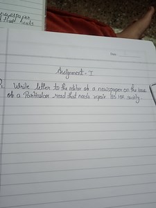 nevespaperthat heedsDate :Assignment = I1. Write letter t... | Filo