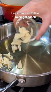 Aglio e olio is super easy to throw together and make for the perfect Italian midnight snack Ingredients - 1/2 lb spaghetti (reserve the pasta water) - 1/4 cup olive oil - 5 cloves garlic, thinly sliced - Red pepper, to taste (I accidentally used an insane amount, don't do that) - 1/4 cup fresh parsley Instructions 1. Start by bringing a pot otheavily salted a water to a boil. Add in your pasta and boil for about 5-6 minutes (it will finish cooking in the sauce). 2. *Right when you add your past