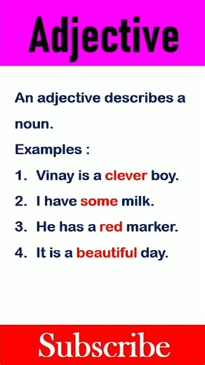 Adjective | Definition of Adjective | Examples of Adjective #englishgrammar #adjectives #ytviral