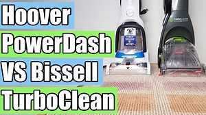 ove the concept of these new super compact upright carpet cleaners like the Hoover Powerdash and the Bissell Turboclean Powerbrush Pet. We put them both through a series of tests and this video we will show the results and pick a winner. Links in the Youtube description: https://www.youtube.com/watch?v=WydeTHdaVXg | Vacuum Wars