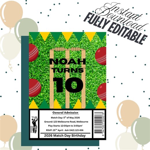 Cricket Birthday Invitation: Cricket, Editable Template - Etsy