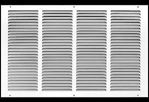 HVAC Premium 22'' x 16'' [Duct Opening] Flat Stamped Steel Return Air Grille - Sidewall and Ceiling - HVAC Vent Duct Cover - White [Outer Dimensions: 23.75''w X 17.75''h]