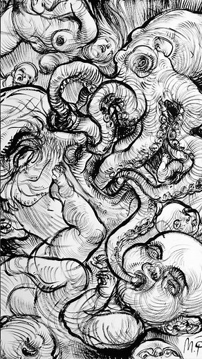 Dark Ink Drawing | Almighty Octopus