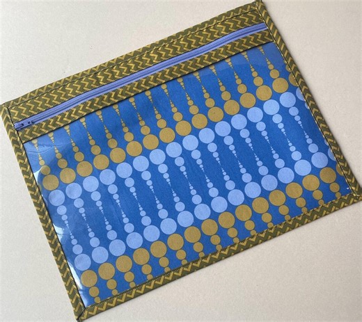 Cross Stitch Project Bag: Vinyl Front, Modern Design by Moda Fabric. Blue Green - Etsy