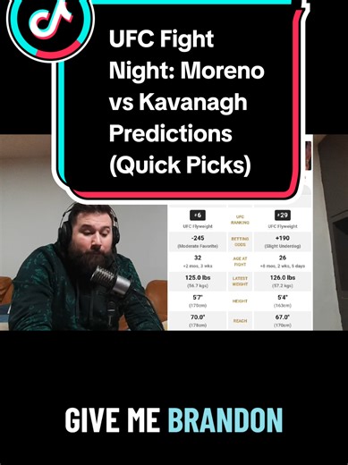 UFC Fight Night: Moreno vs Kavanagh Predictions