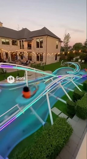 This Backyard Water Slide is INSANE 😱🛝 #homedesign