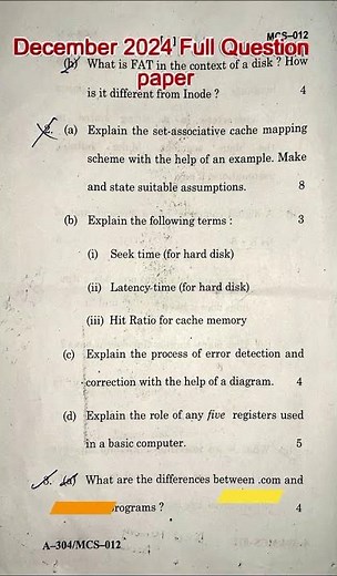 IGNOU MCS-012 December 2024 Question Paper| ignou mcs 12| ignou mcs 012 important questions