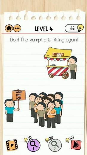 Brain Test 2 Level 4 Doh, the Vampire is hiding again.